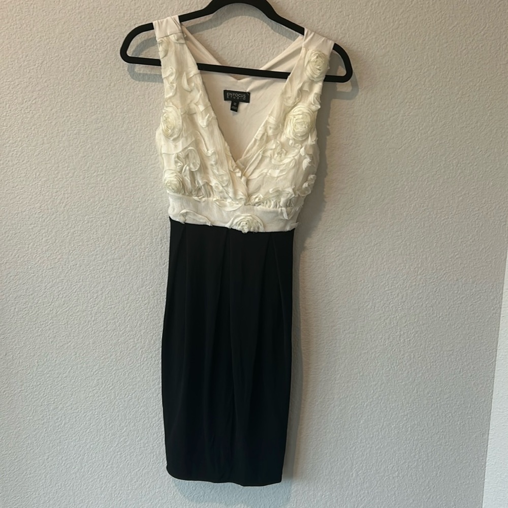 Cream and black‎ dress super comfortable size 12